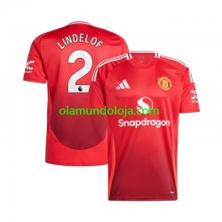 Camisola Manchester United Victor Lindelof 2 Homem Equipamento Primeiro 2024-2025 Manga Curta